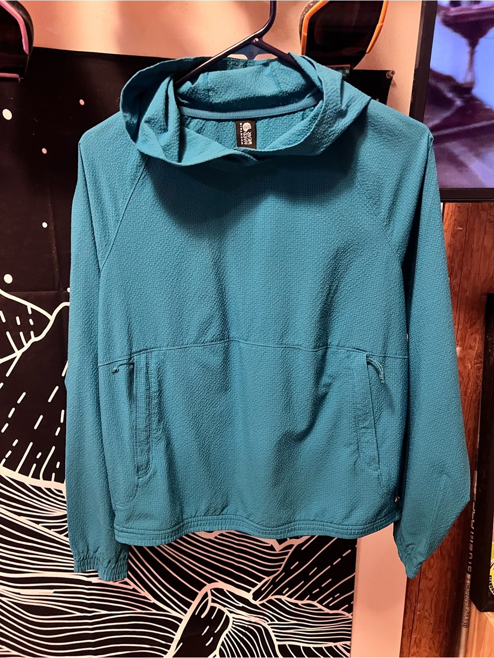 Mountain Hardwear Teal Hooded Kids Pullover